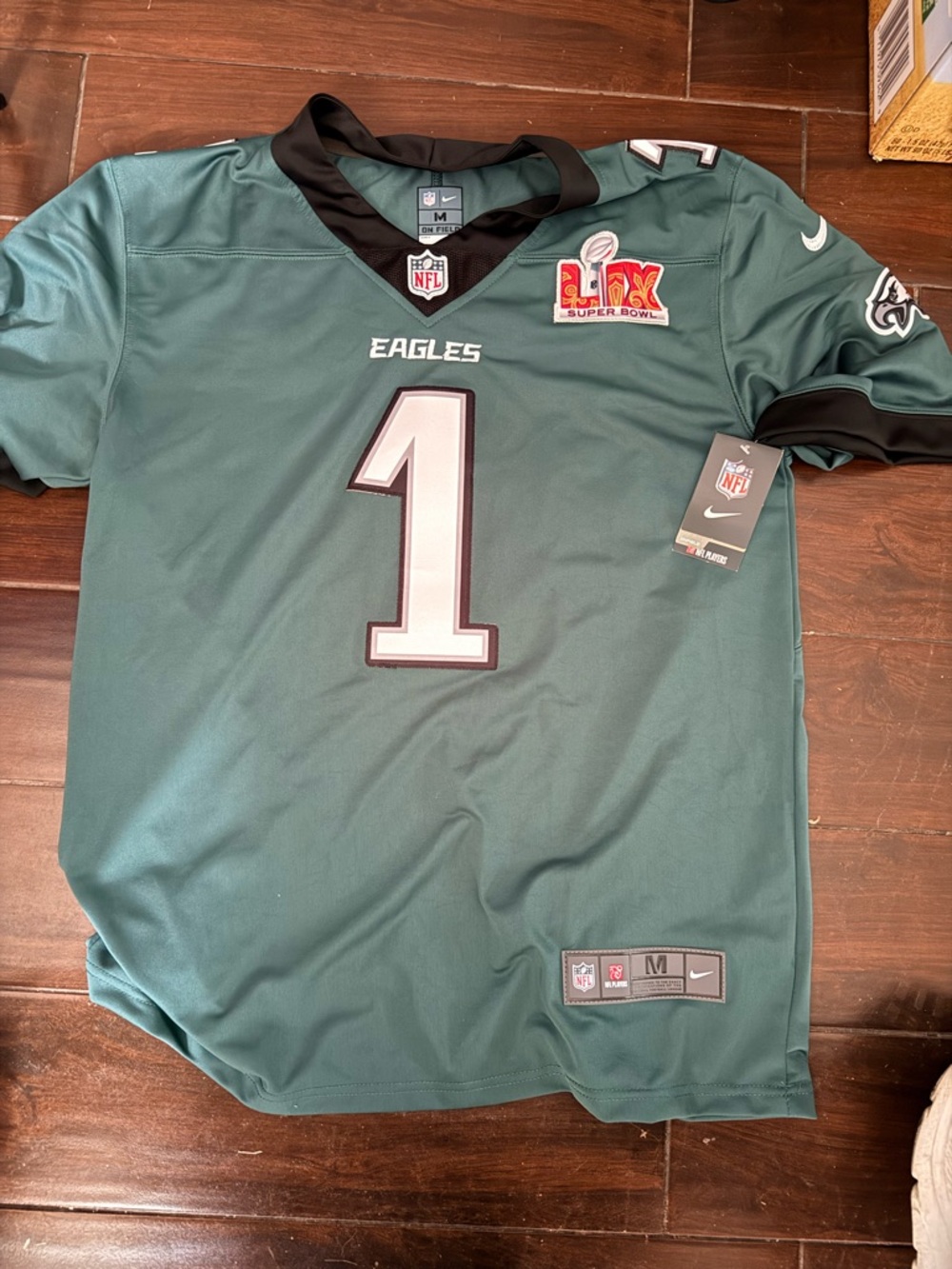 Nike Eagles Green #1 Football Jersey with Super Bowl Patch